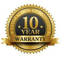 Badge showing a 10 year warranty.