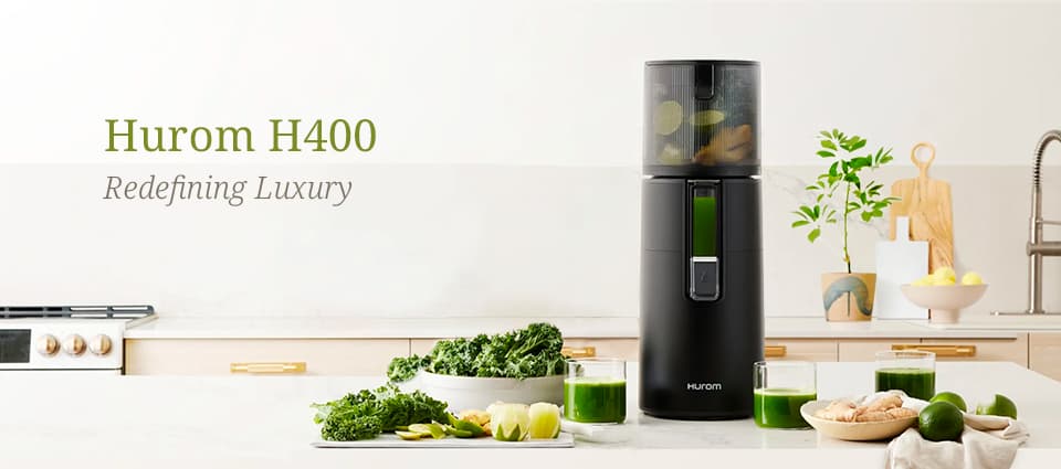 An image showing the H400 Cold Press Juicer with the caption "Redefining Luxury"