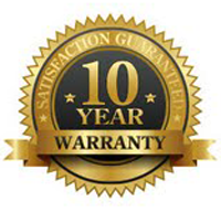 Badge showing a 10 year warranty.